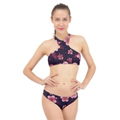 Flower Sakura Bloom High Neck Bikini Set