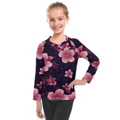 Flower Sakura Bloom Kids  Long Mesh T-shirt