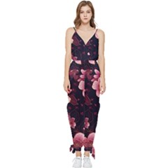 Flower Sakura Bloom Sleeveless Tie Ankle Chiffon Jumpsuit