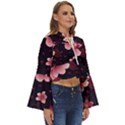 Flower Sakura Bloom Boho Long Bell Sleeve Top View3