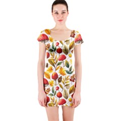 Mushroom Autumn Fall Short Sleeve Bodycon Dress