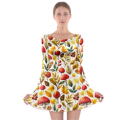 Mushroom Autumn Fall Long Sleeve Skater Dress