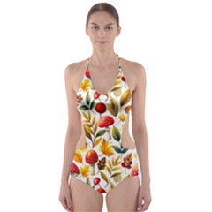 Mushroom Autumn Fall Cut-out One Piece Swimsuit