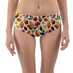 Mushroom Autumn Fall Reversible Mid-waist Bikini Bottoms