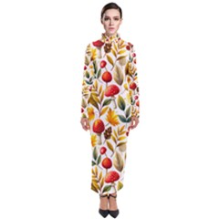 Mushroom Autumn Fall Turtleneck Maxi Dress