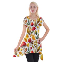 Mushroom Autumn Fall Short Sleeve Side Drop Tunic