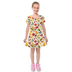 Mushroom Autumn Fall Kids  Short Sleeve Velvet Dress