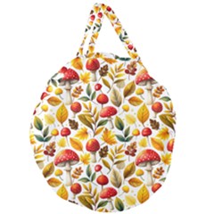 Mushroom Autumn Fall Giant Round Zipper Tote