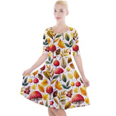 Mushroom Autumn Fall Quarter Sleeve A-line Dress