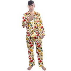 Mushroom Autumn Fall Men s Long Sleeve Satin Pajamas Set