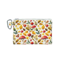 Mushroom Autumn Fall Canvas Cosmetic Bag (small)