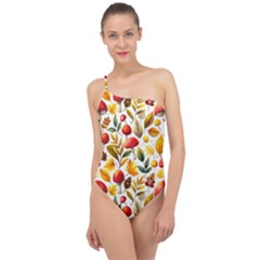 Mushroom Autumn Fall Classic One Shoulder Swimsuit