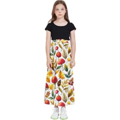 Mushroom Autumn Fall Kids  Flared Maxi Skirt