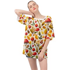 Mushroom Autumn Fall Oversized Chiffon Top