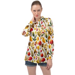 Mushroom Autumn Fall Long Sleeve Satin Shirt