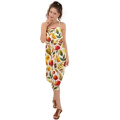 Mushroom Autumn Fall Waist Tie Cover Up Chiffon Dress