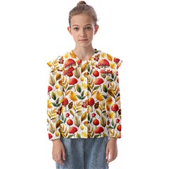 Mushroom Autumn Fall Kids  Peter Pan Collar Blouse