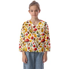 Mushroom Autumn Fall Kids  Sailor Shirt by Maspions