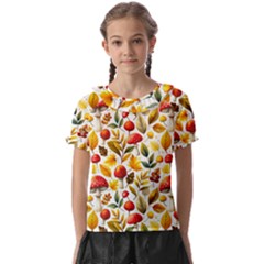 Mushroom Autumn Fall Kids  Frill Chiffon Blouse