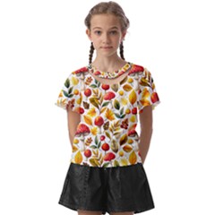 Mushroom Autumn Fall Kids  Front Cut T-shirt