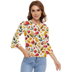 Mushroom Autumn Fall Bell Sleeve Top