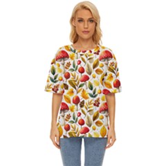 Mushroom Autumn Fall Oversized Basic T-shirt by Maspions