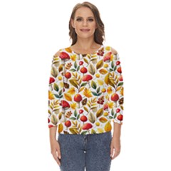 Mushroom Autumn Fall Cut Out Wide Sleeve Top