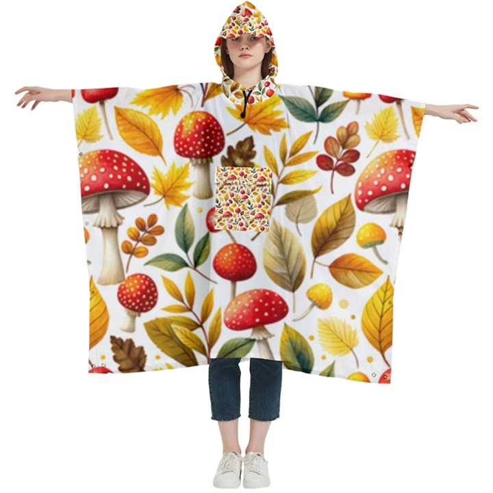 Mushroom Autumn Fall Women s Hooded Rain Ponchos