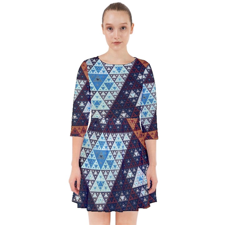 Fractal Triangle Geometric Abstract Pattern Smock Dress