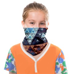 Fractal Triangle Geometric Abstract Pattern Face Covering Bandana (kids) by Cemarart