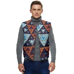 Fractal Triangle Geometric Abstract Pattern Men s Button Up Puffer Vest	 by Cemarart