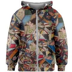 Background Embroidery Pattern Stitches Abstract Kids  Zipper Hoodie Without Drawstring by Ket1n9