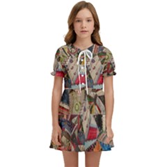 Background Embroidery Pattern Stitches Abstract Kids  Sweet Collar Dress by Ket1n9