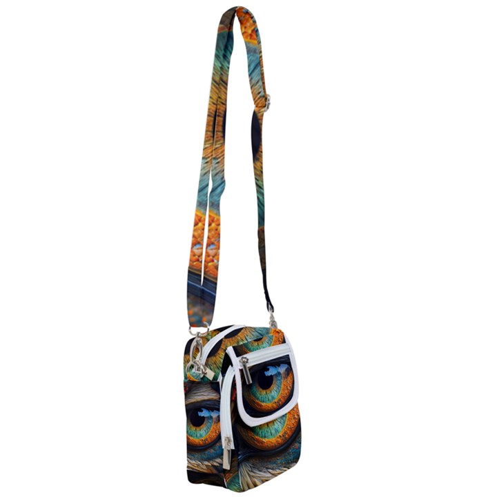 Eye Bird Feathers Vibrant Shoulder Strap Belt Bag