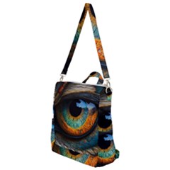 Eye Bird Feathers Vibrant Crossbody Backpack by Hannah976