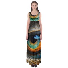 Eye Bird Feathers Vibrant Empire Waist Maxi Dress by Hannah976