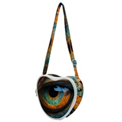 Eye Bird Feathers Vibrant Heart Shoulder Bag by Hannah976