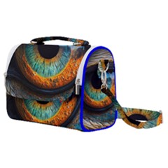 Eye Bird Feathers Vibrant Satchel Shoulder Bag by Hannah976