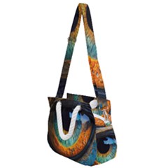 Eye Bird Feathers Vibrant Rope Handles Shoulder Strap Bag by Hannah976