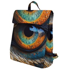 Eye Bird Feathers Vibrant Flap Top Backpack by Hannah976