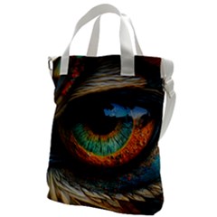 Eye Bird Feathers Vibrant Canvas Messenger Bag by Hannah976