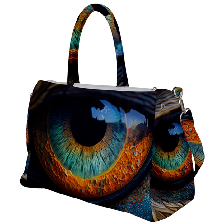 Eye Bird Feathers Vibrant Duffel Travel Bag