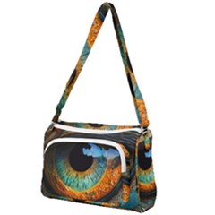 Eye Bird Feathers Vibrant Front Pocket Crossbody Bag by Hannah976