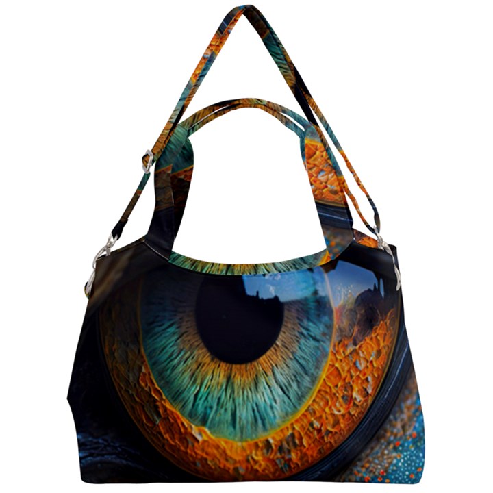 Eye Bird Feathers Vibrant Double Compartment Shoulder Bag