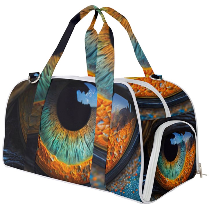 Eye Bird Feathers Vibrant Burner Gym Duffel Bag