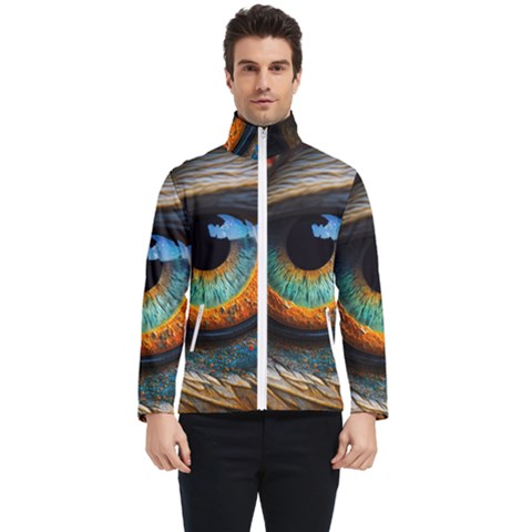 Eye Bird Feathers Vibrant Men s Bomber Jacket by Hannah976