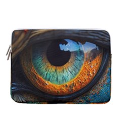 Eye Bird Feathers Vibrant 15  Vertical Laptop Sleeve Case With Pocket