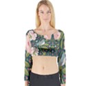 Spring Design with watercolor flowers Long Sleeve Crop Top View1