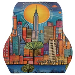 City New York Nyc Skyscraper Skyline Downtown Night Business Urban Travel Landmark Building Architec Car Seat Back Cushion  by Posterlux