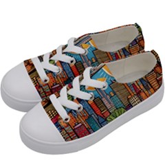 City New York Nyc Skyscraper Skyline Downtown Night Business Urban Travel Landmark Building Architec Kids  Low Top Canvas Sneakers